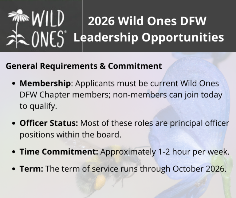 2026 Leadership Opportunities – Wild Ones DFW Chapter